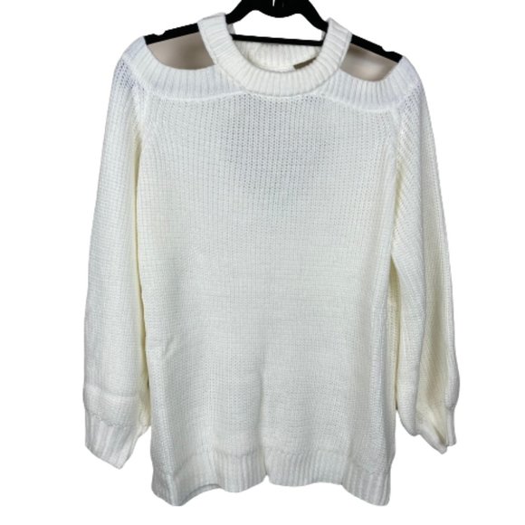 NEW Amaryllis Coffee Date Cutout Sweater Ivory M/L - Picture 3 of 7